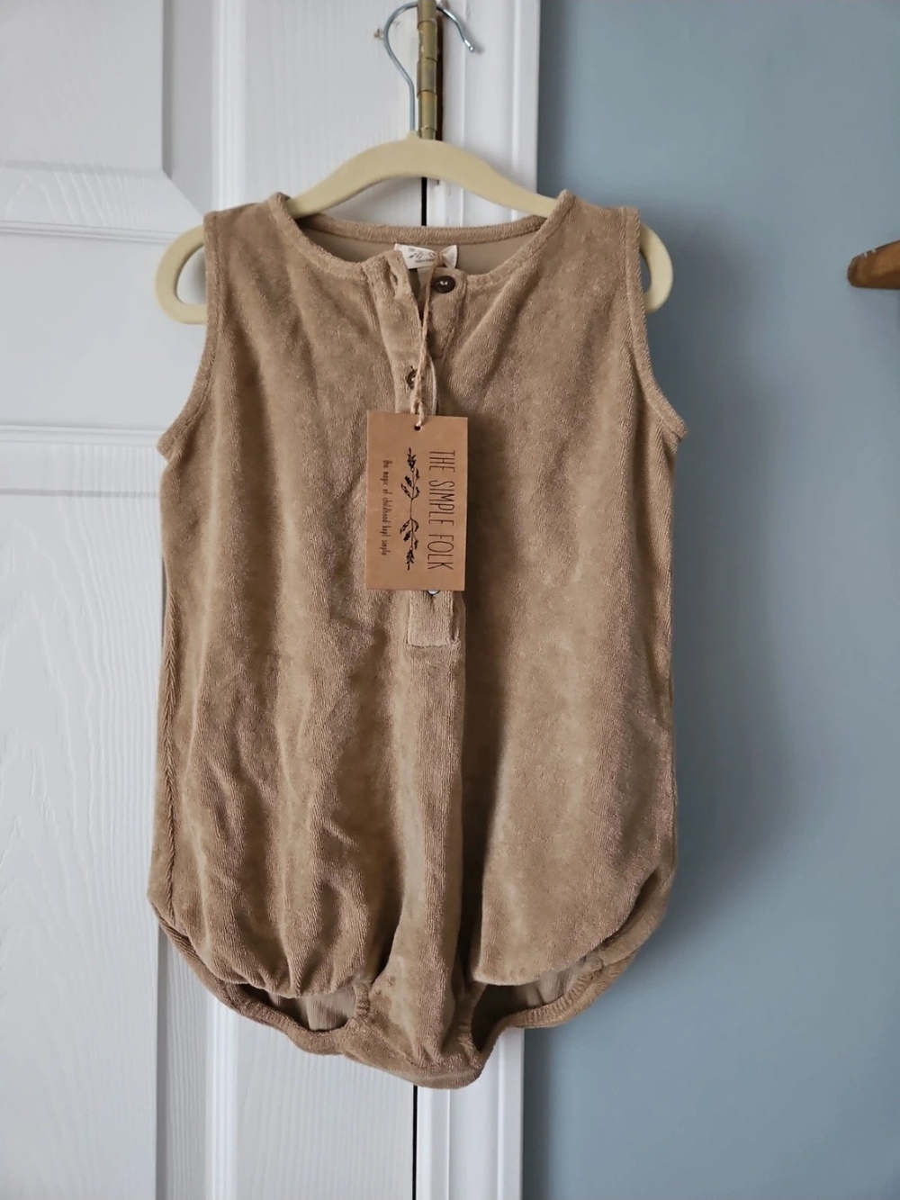 The Simple Folk Taupe Brown Sleeveless Baby Romper